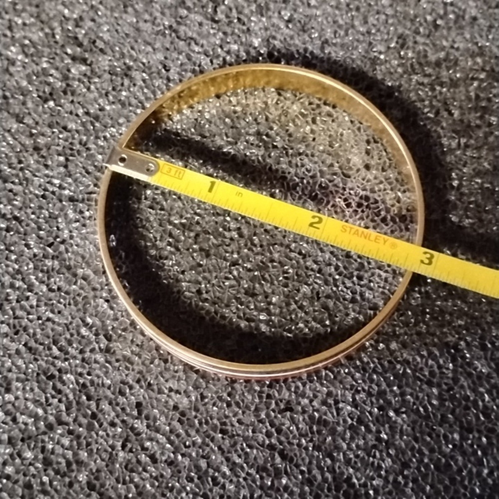 Gold Tone Bangle with Red and Blue Stripes - Picture 4 of 4